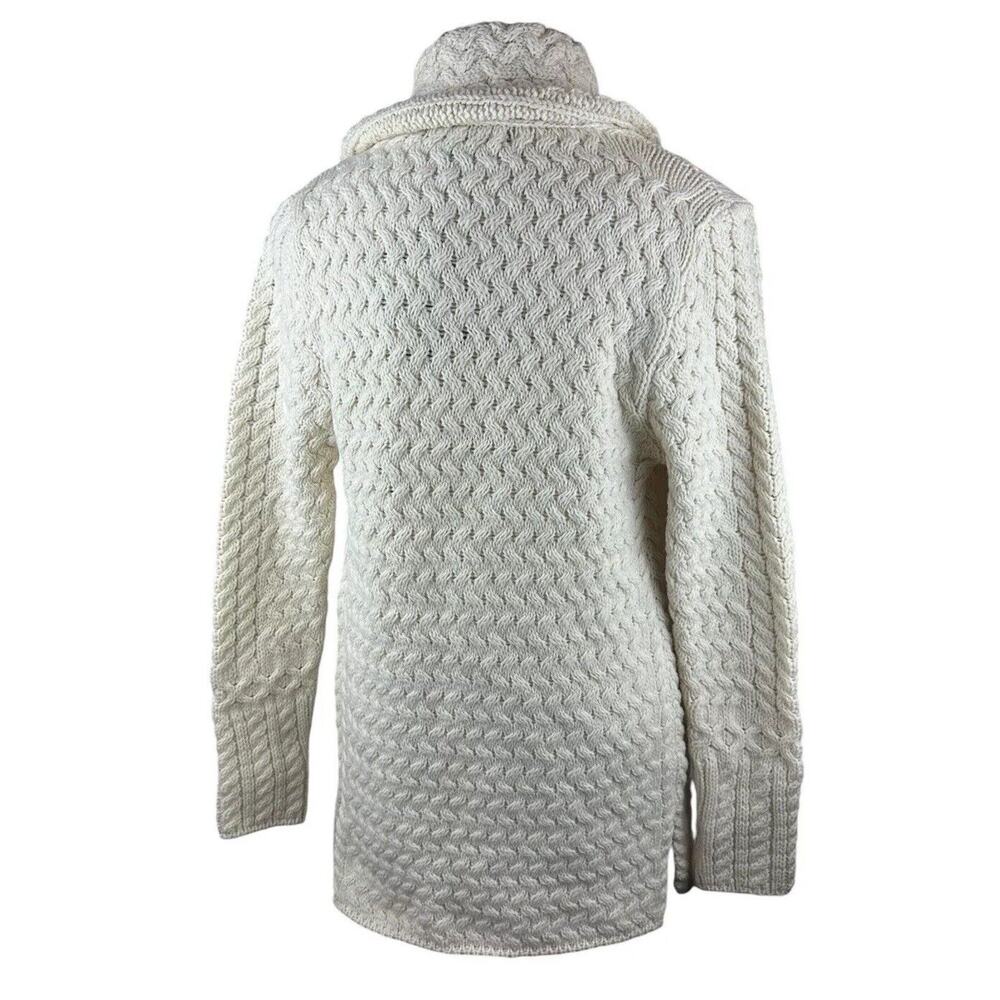 IrelandsEye Glenross Waterfall Cardigan Sweater Wool Natural Chunky Knit Medium - Picture 14 of 16
